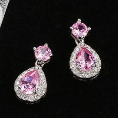 925 Sterling Silver Crystal Zircon Pear Cut Earrings